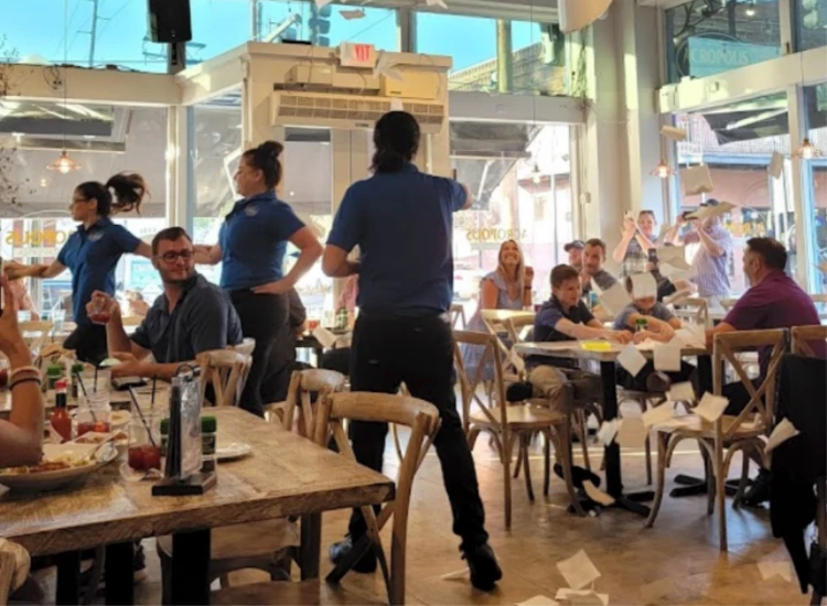 Acropolis Greek Taverna in Ybor City with lively entertainment and napkin tossing.