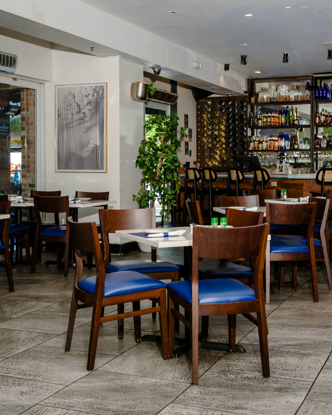 Daytime dining room view at Acropolis Greek Taverna South Tampa Greek restaurant