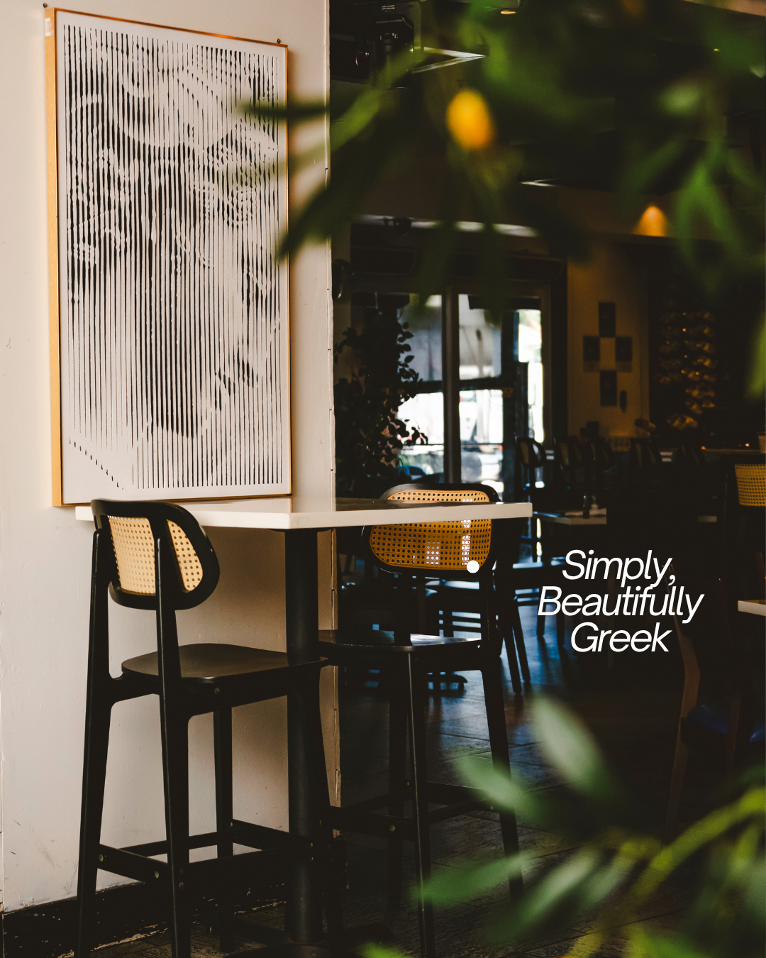 Greek artwork and decor at Acropolis Greek Taverna in South Tampa.